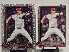 2025 Topps Update Silver Crackle Foil + Base #US344 Brady Singer Cincinnati Reds