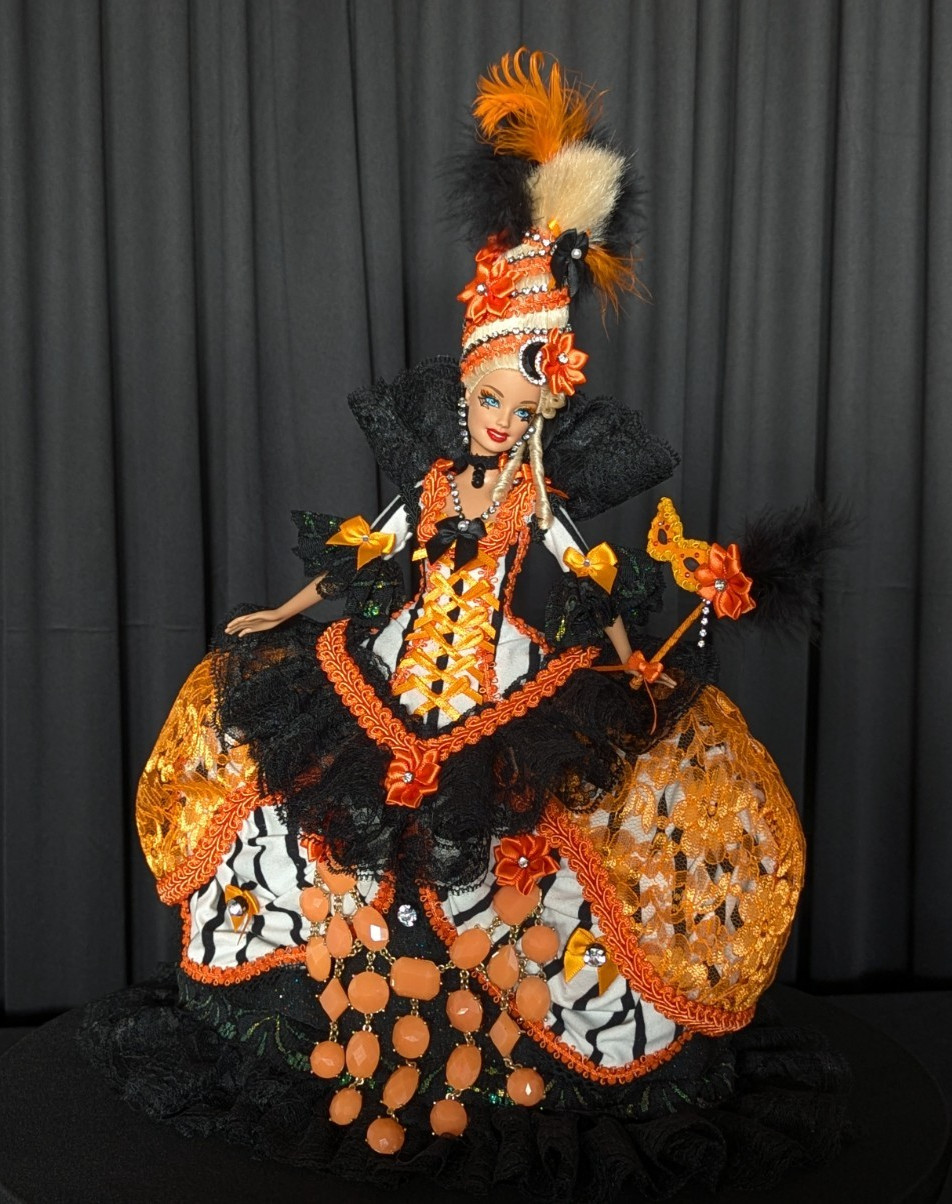 OOAK Barbie Doll Halloween Masquerade Marie Antoinette Black Mask Repaint ~FFF