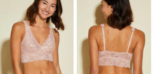 Cosabella Mandorla Extend Plunge Lace Bra Small Nude Wireless Bralette Italy NWT