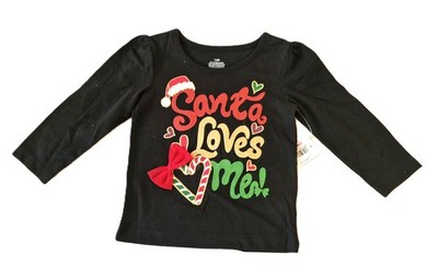 WEIHNACHTEN  Mädchen Shirt Pulli   SANTA LOVES ME  Größe 92/98  Neu