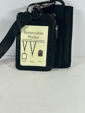 Vertical Leather ID Card Holder W/3 Slot Neck Strap Lanyard Removable Wallet 3 P