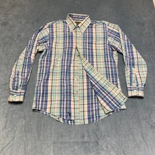 Eddie Bauer Shirt Mens Medium Multicolor Plaid Pockets Button Down Outdoor