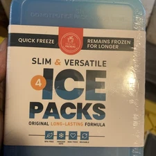XL Slim Ice Packs - 4 Pack, Quick Freeze, Reusable for Lunch Boxes & Coolers