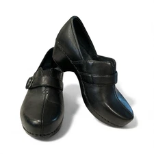 Dansko Tamara Black Leather Career Work Comfort Loafers Clogs Womens Sz 37 US 7