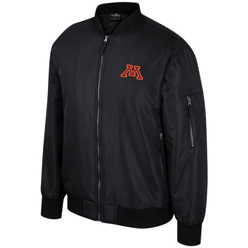 Men's Colosseum Black Minnesota Golden Gophers Full-Zip Bomber Jacket - Picture 2 of 3