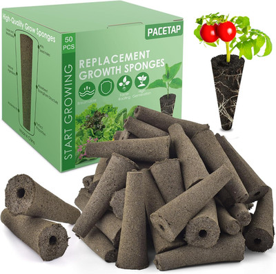 50 Pack Grow Sponges, Seed Pods Replacement Root Growth Sponges Compatible with
