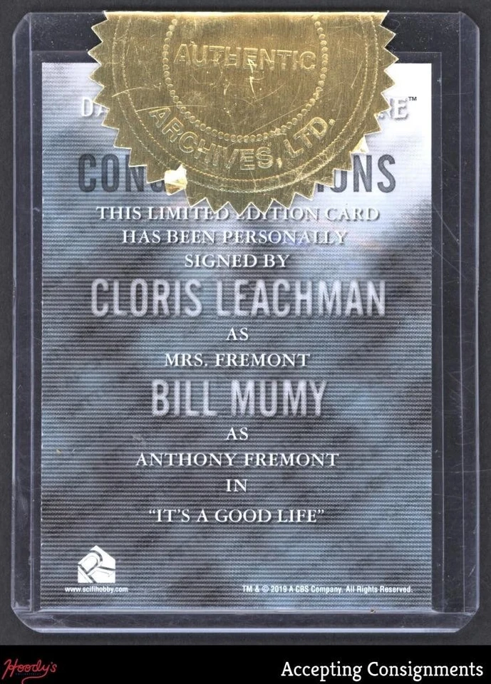 2019 Rittenhouse Twilight Zone Rod Serling Cloris Leachman / Bill Mumy AUTO - Image 2 of 2