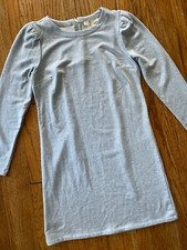 NWT Ann Taylor Loft Blue Heather Sweatshirt Puff Sleeve Shoulder T-Shirt Dress 6