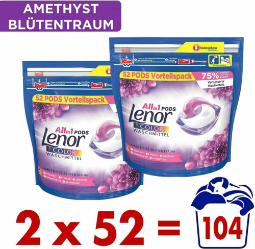 Lenor All-in-1 Pods Color Waschmittel Amethyst Blütentraum für 104 Waschladungen