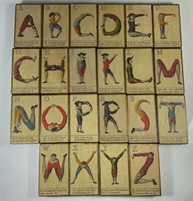 Comical Hotch Potch or Alphabets turn'd Posture Master 22 Blocks RARE Vintage