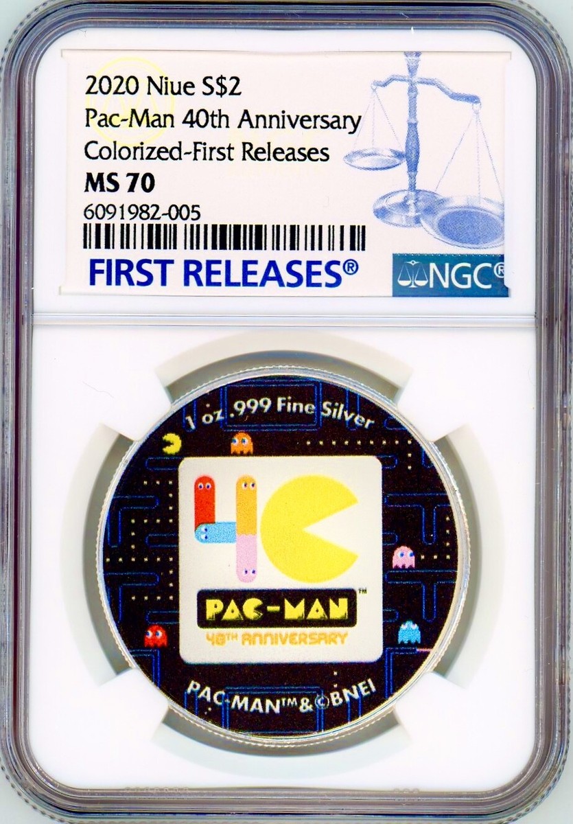 PAC-MAN 40周年記念 1oz 銀貨 PAC-MAN 40th ANNIVERSARY 2020 NIUE 1oz SILVER COIN $2 NGC MS 70 FR