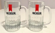 Set of 2 Michelob Beer Vintage Heavy Glass Beer Mug 1970/1980s