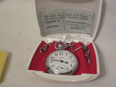 Montre De Poche Vintage LIONEL Mécanique – Face Ouverte Avec Chaîne Locomotive #3