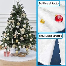 Gonna Albero Di Natale In Pelliccia Sintetica - 90 Cm, Argento Paillettes, Per Base Albero - Foto 8