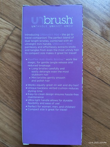 FHI Unbrush Mini Glitter Collection Purple Untangle Unknot Undo Hair Brush - Picture 3 of 4