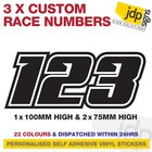3 X CUSTOM RACE NUMBERS VINYL STICKERS MOTOCROSS KART DECALS MX DIRT ...