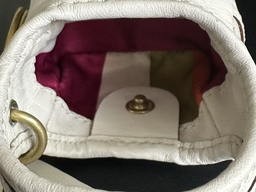 COACH MINI ERGO BAG CHARM COIN PURSE/MULTI COLOR LEGACY LINING BONE LEATHER EUC - Picture 14 of 14