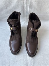 Bottega Veneta Shoes Brown Suede Leather Cap Toe Vintage Boots Womens 39