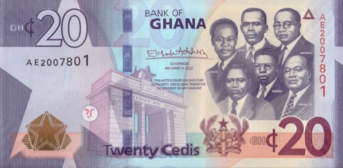 GHANA 20 CEDIS 2022 P-48b UNC - Picture 2 of 2