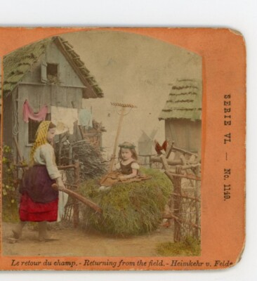 Le Retour Du Champ Returning from the Field - Victorian Genre Stereoview