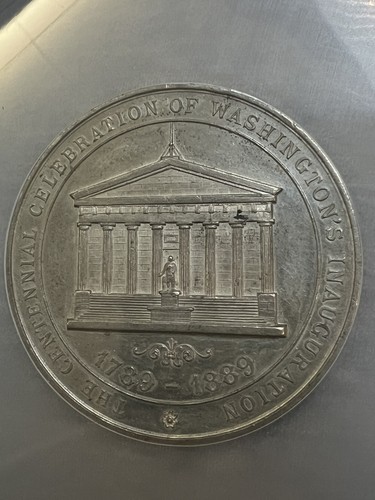 1889 Washington Inauguration Centennial Medal Black, Starr & Frost 50mm NGC MS61 - Picture 5 of 7