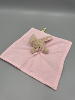 Bunny Rabbit W/ Bow Lovey Rattle Plush Pink Security Blanket MTY International