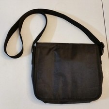 Laptop Tablet Tote 9" Messenger Bag Black Turquoise Blue Lining Adjustable Strap