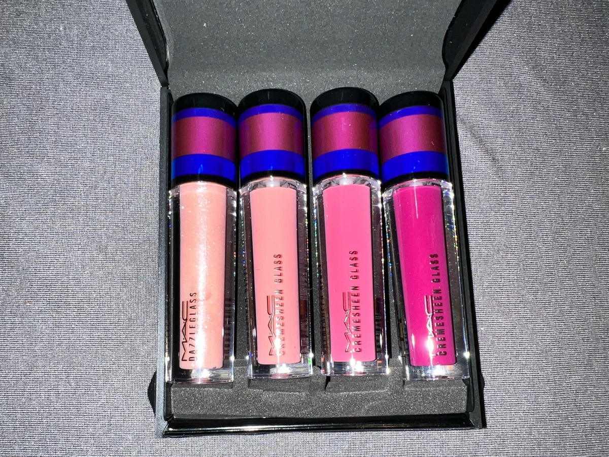 NEW MAC Cosmetics IRRESISTIBLY CHARMING Pink LIP GLOSS SET BOX Dazzleglass