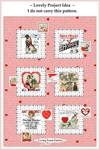 ALL MY HEART JANET WECKER FRISCH RILEY BLAKE VINTAGE VALENTINES FABRICS - Picture 2 of 10