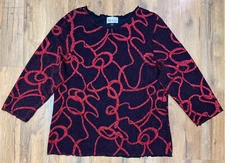 All Hours Black & Red Glitter Shimmer Stretchy Top Shirt Women’s Size Large