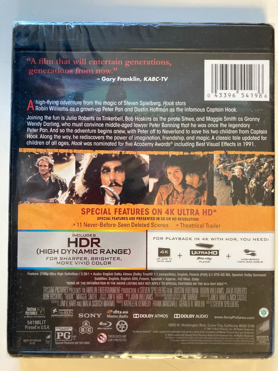 Hook (Ultra HD, 1991) NEW, Robin Williams, Julia Roberts