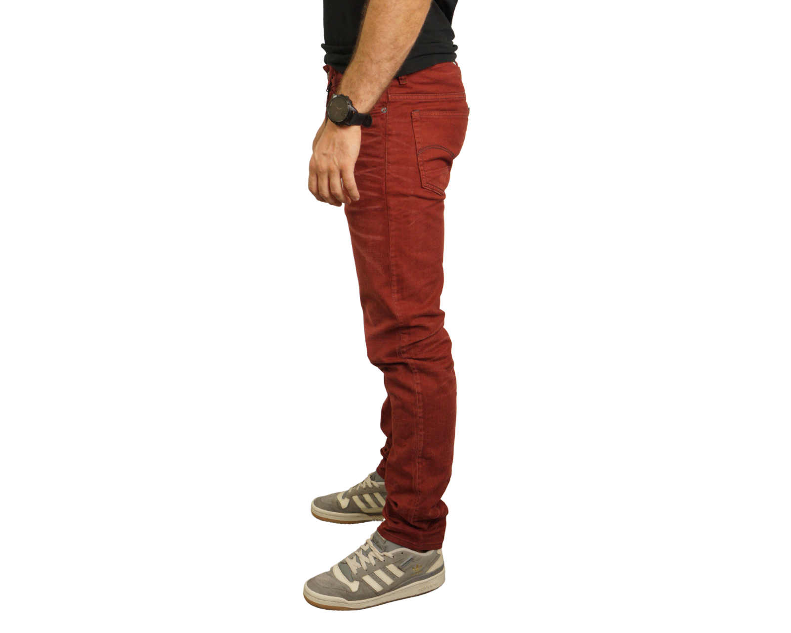 Men GStar Jeans 3301 Low Straight Red Cotton Regular Fit Size W30 L34