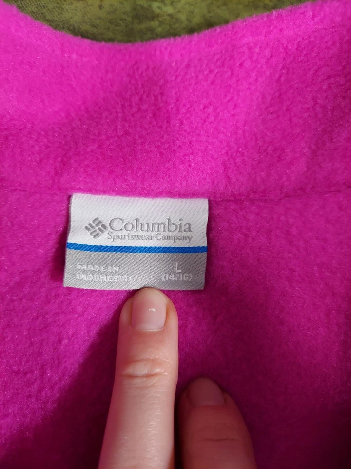 Chaqueta Columbia Fleece Cremallera Completa Niño Grande 14-16 Rosa Negro Nylon Superposición Foto 4 de 4