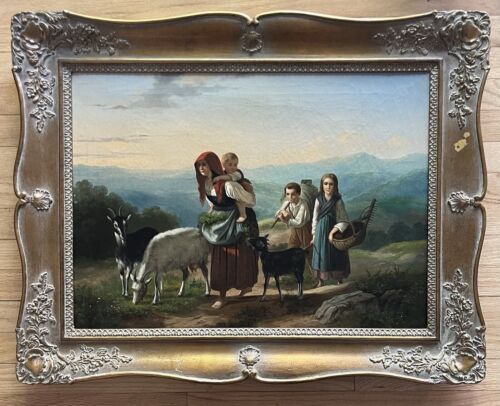 Antique 19th Century Oil Painting Children, Expertly Painted, William Shayer ?