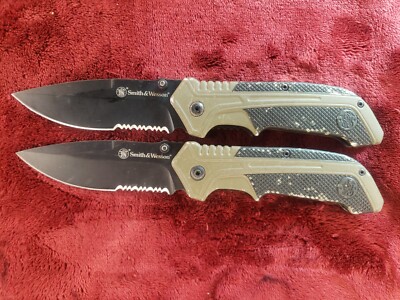 Lot of 2 Smith & Wesson Folding Knife 3.23'' Black Oxide Combo 1100036