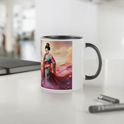  Exklusiv Digital Geisha Art Cup made by Japanese Family White Accent Mug, 11oz