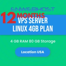 VPS Server Linux 4GB RAM 80 GB Storage Location US - 12 Months