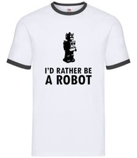 I'd Rather Be A Robot - Mens Ringer - Robots AI Geek Nerd Funny Robotic
