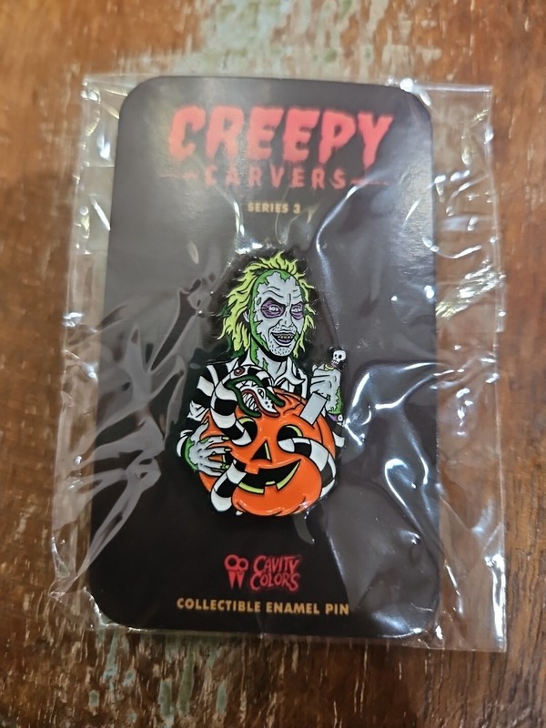 Halloween Beetlejuice Horror Enamel Pin Cavity Colors Creepy Carvers RARE New