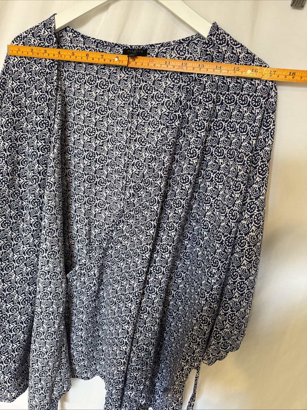 Talbots 2X Wrap Blouse Patterned Short Sleeve Bal… - image 9