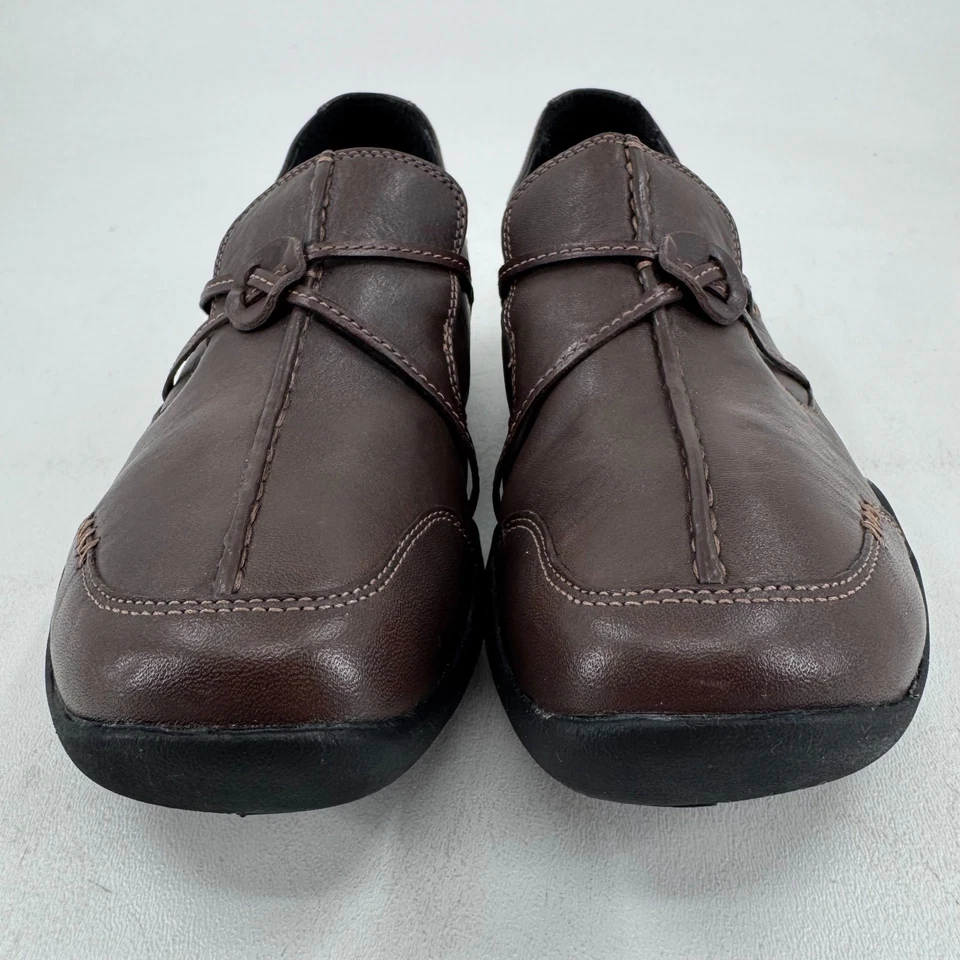 Clarks Wave Walk Zapatos Informales MUJERES Cuero Marrón Sin Cordones Caminar TALLA 9 Foto 3 de 4