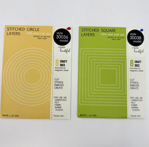 Memory Box Dies Stitched Frames Square Circle LOT of 2 SETS