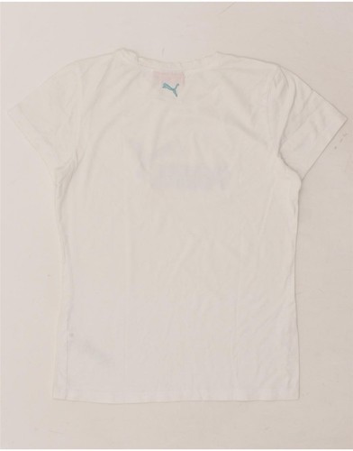 PUMA Womens Graphic T-Shirt Top UK 12 Medium White Cotton AL05 - Picture 2 of 4