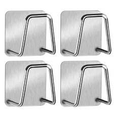 4-Pack Stainless Steel Sink Sponge Holder – Adhesive Kitchen Caddy Organizer Set