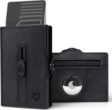 AirTag Pop Up Wallet Slim Credit Card Holder Coin Pocket Genuine Leather RFID