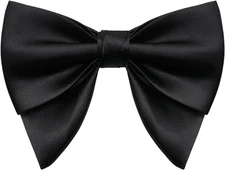 Pre-Tied Oversized Black Bow Tie for Men - Clip-On Formal Wedding Tuxedo