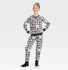 Girls' Rudolph Christmas 2pc Cozy Pajama Set and Socks - White L CL47