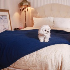 Pet Blanket Small Medium Dog Puppy Cat Reversible Fleece Warm Sherpa Doggy Blue