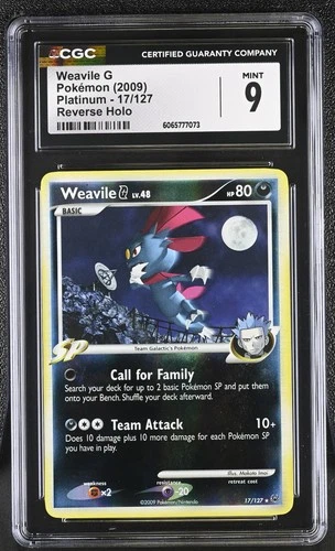 CGC 9 Weavile G 17/127 Reverse Holo Platinum Pokémon Card