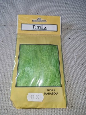 Turrall Marabu Truthahn Fl limettengrün 2 Gramm Packung Fliegenbindematerial Köderherstellung